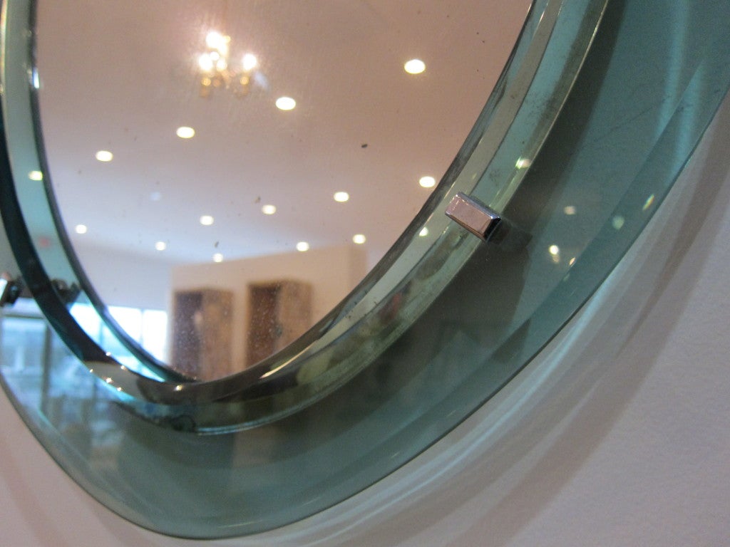 1960's Italian Oval Glass Mirror. 1