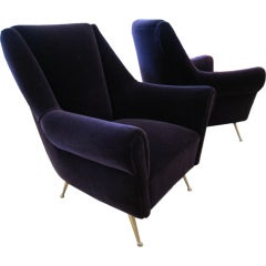 Chic Pair of 1950's Italian Lounge Chairs.