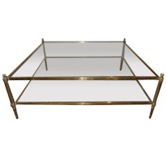 Oversized Two Tiers Brass Coffee Table.