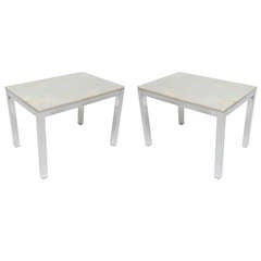 Mid Century Modern Milo Baughman Parsons Marble Top Side Tables