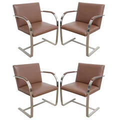 Four Knoll Brno Flat Stainless Steel Midcentury Chairs by Mies Van der Rohe
