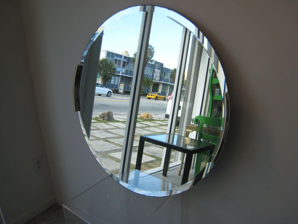 Mid Century Modern Thayer Coggin Milo Baughman Deco style Chrome Round Mirror