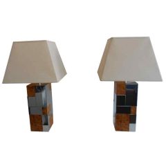 Paul Evans Att. Cityscape Pair Of 70, s Lamps