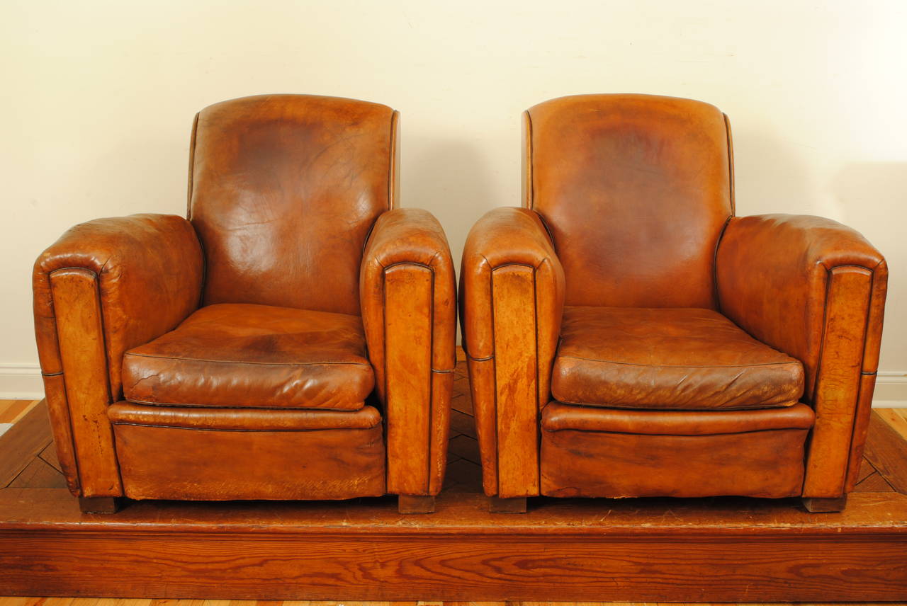 Near-Flawless Pair of French Art Deco Club Chairs In Excellent Condition In Atlanta, GA