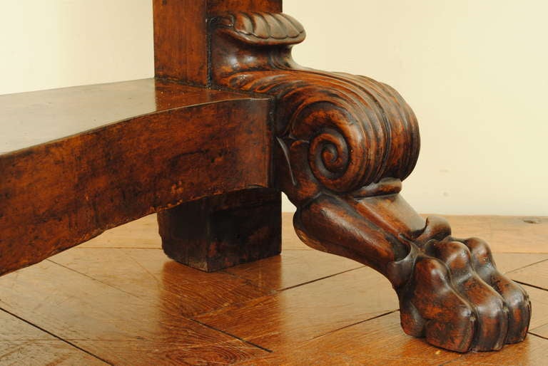 French 19th Century Carved Walnut One-Drawer Console Table with Marble Top In Excellent Condition In Atlanta, GA