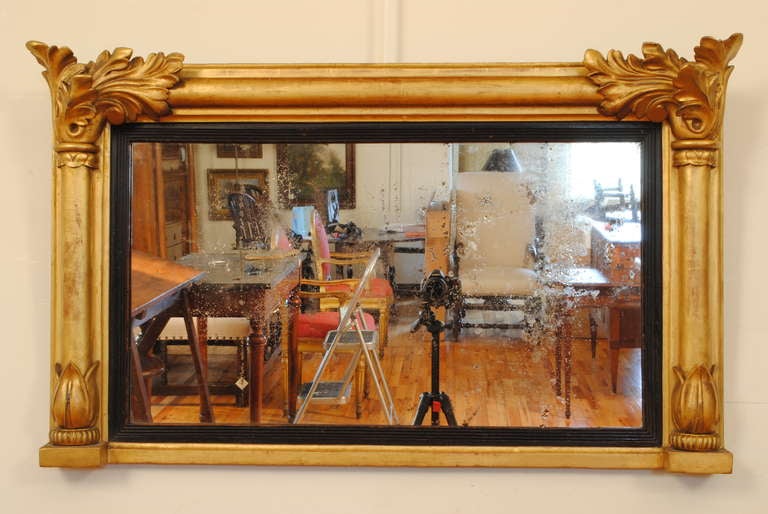 Late French Empire Period, 19th C., Horizontal Over Mantel Giltwood Mirror