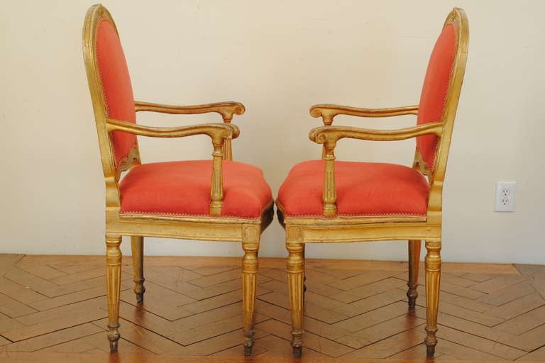 Louis XVI A Pair of Italian, Genovese, Late 18th Century Giltwood Poltrone