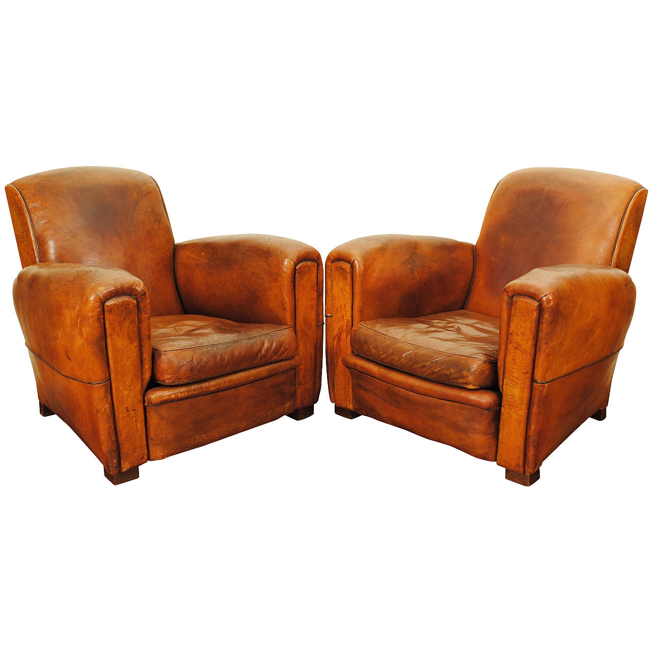 Near-Flawless Pair of French Art Deco Club Chairs