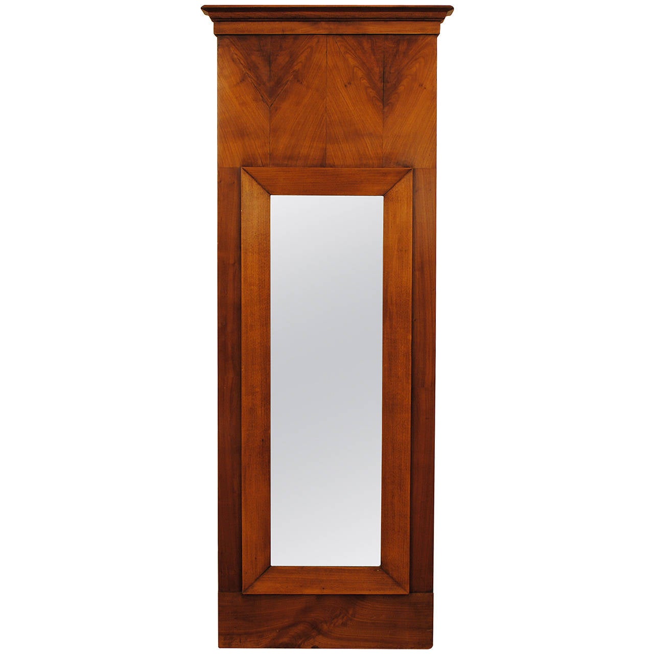 Biedermeier Cherrywood Veneered Slender Wall Mirror Biedermeier Cherrywood Veneered Slender Wall Mirror