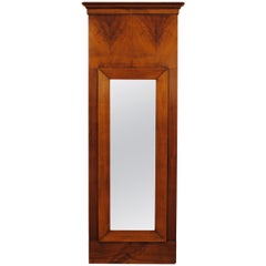 Biedermeier Cherrywood Veneered Slender Wall Mirror