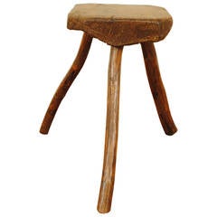 Antique A French Rustic 3-Leg Joint Stool