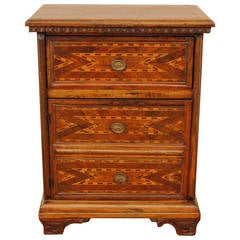 Italian Baroque Walnut and Inlaid One-Drawer and One-Door Side Cabinet 2