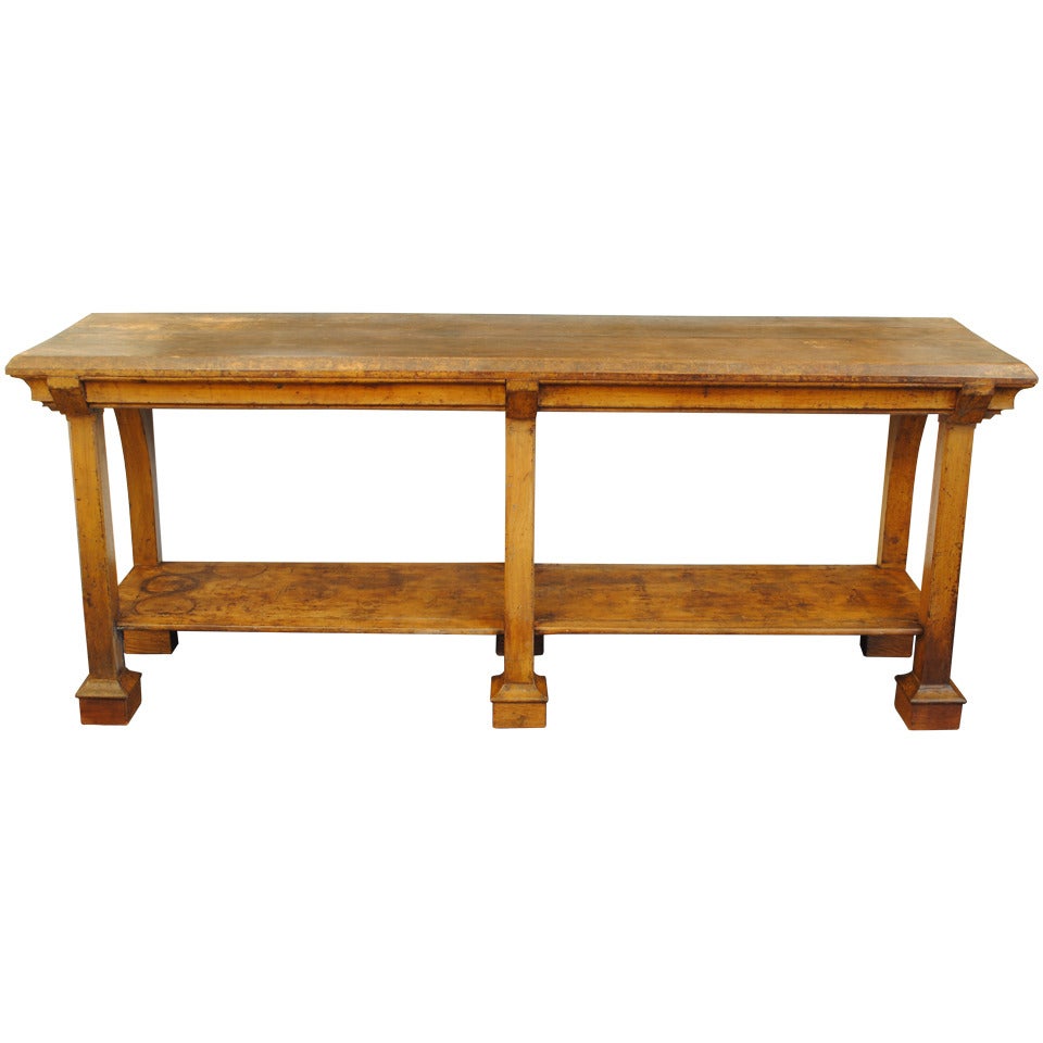 Late 19th or Early 20th C. Italian Painted PInewood Console or Shop Table