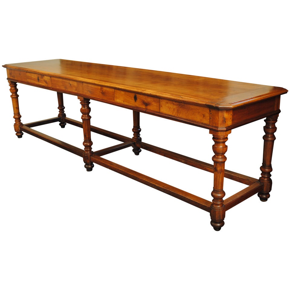 A Large Mid 19th Century Louis Philippe Walnut Two Drawer Table