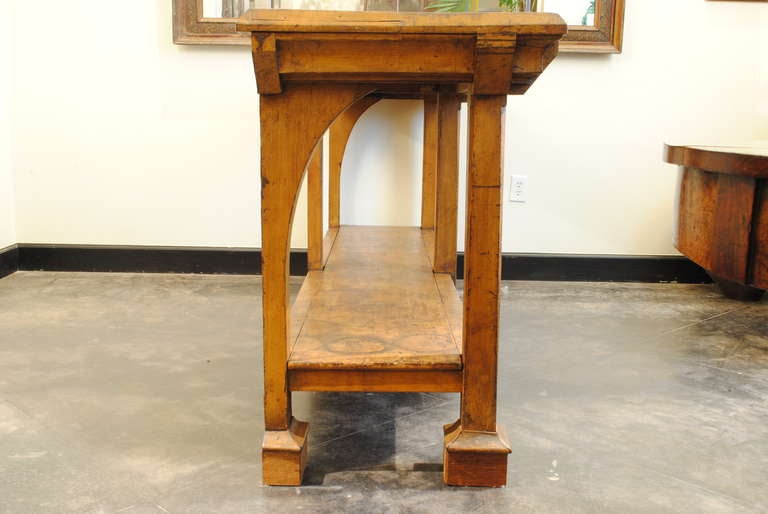 Late 19th or Early 20th C. Italian Painted PInewood Console or Shop Table In Good Condition In Atlanta, GA