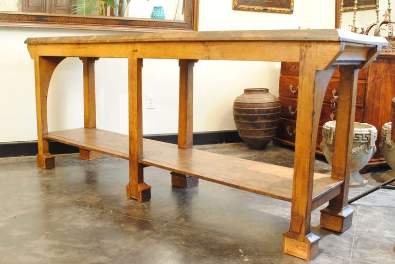 19th Century Late 19th or Early 20th C. Italian Painted PInewood Console or Shop Table