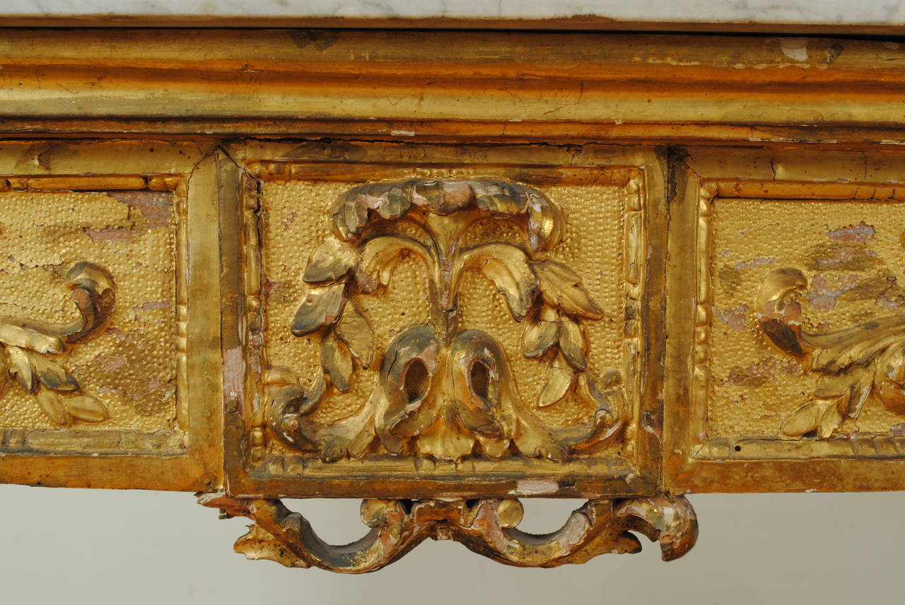 Italian, Lombardia, Carved Giltwood Console Table with Marble Top, 18th Century 3