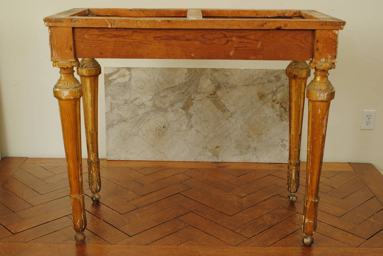 Italian, Lombardia, Carved Giltwood Console Table with Marble Top, 18th Century 4