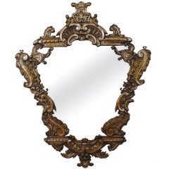 Antique A Large Italian Mid 18th Century Rococo Period Silvered Brass Mirror