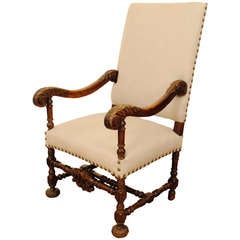 A French Mid 19th Century Baroque Style Carved Walnut Fauteuil