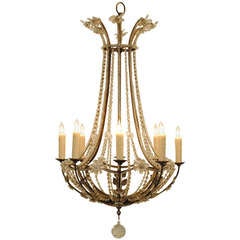 Italian, Genovese, Neoclassical Style Silver Plated and Glass 8-Light Chandelier