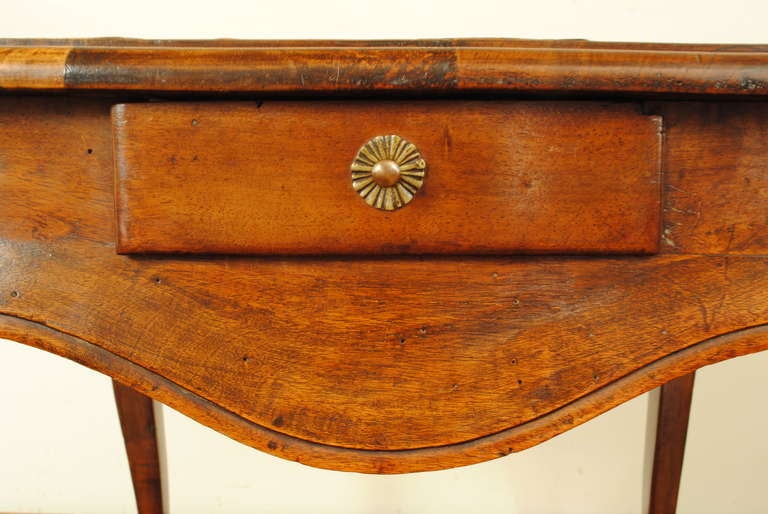 A 19th C. Louis XV Style Walnut and Curiously Painted Leather Top Games Table