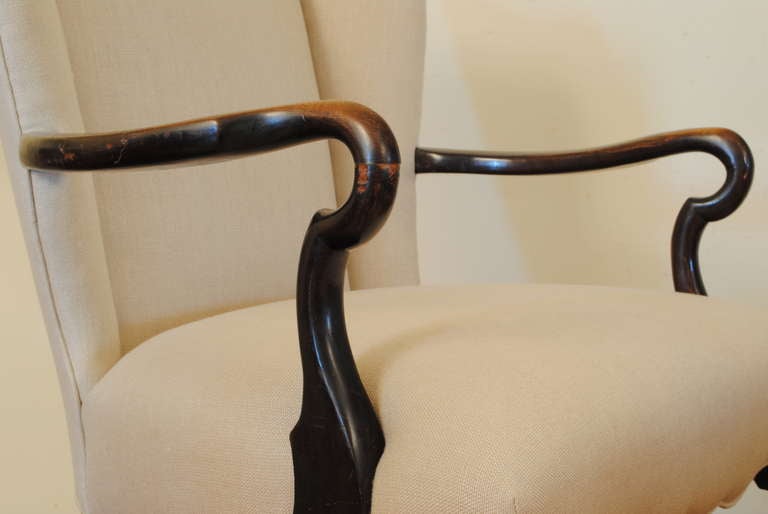 Unknown Shaped and Carved Mahogany Wingchair