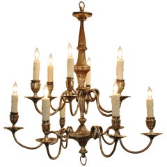 Antique An Italian Early Neoclassical Period Silvered Brass 12-Light Chandelier