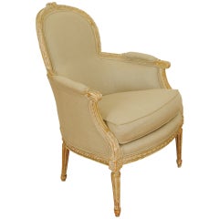 An Italian Louis XVI Style Giltwood and Painted Bergere