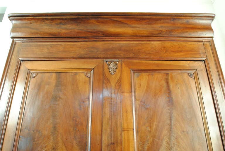 A 2ndq 19thc Beautifully Figured French Solid Walnut Two Door, 4-Drawer Armoire 1