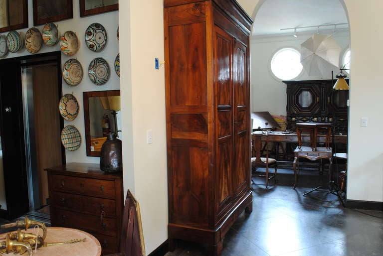 A 2ndq 19thc Beautifully Figured French Solid Walnut Two Door, 4-Drawer Armoire 5
