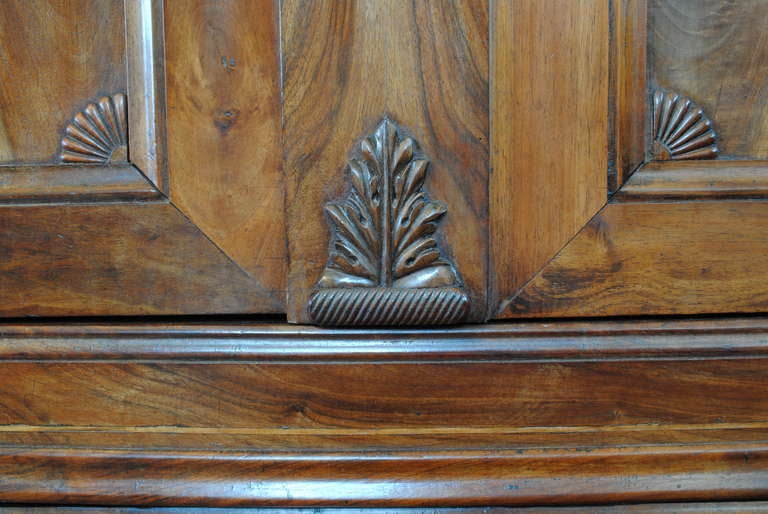 A 2ndq 19thc Beautifully Figured French Solid Walnut Two Door, 4-Drawer Armoire 4