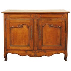 French Louis XV / LXVI Provincial Carved & Paneled Cherrywood Buffet, mid 18thc