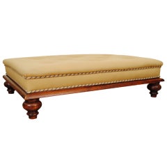 A Large Italian Pinewood and Upholstered Low Stool