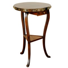 A French Late Neoclassical Period Walnut 3-Leg Table, Brass Gallery