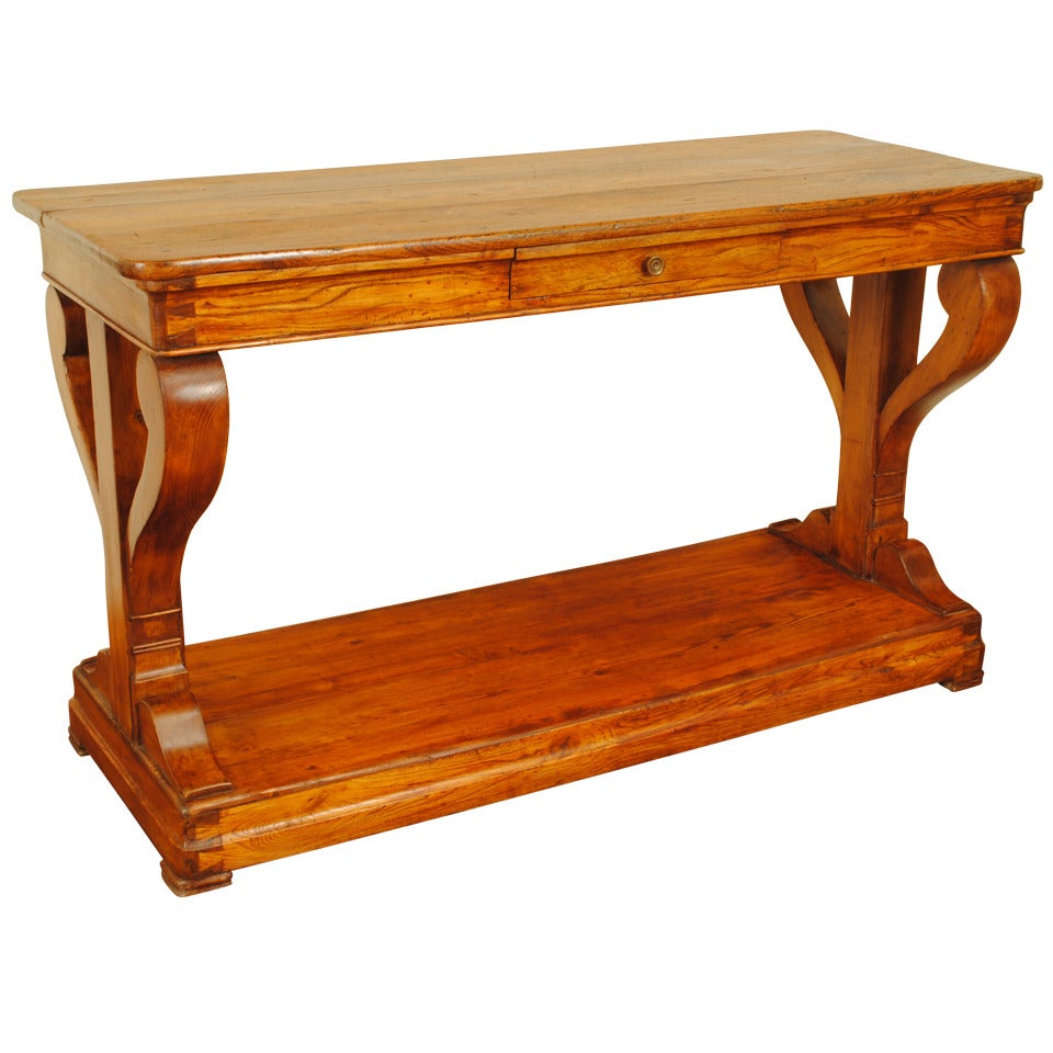 French Restauration Period, 2nd Q. 19th C. , Elmwood One Drawer Console Table