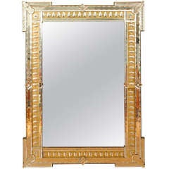 A Portuguese Etched and Beveled Mirror