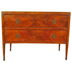 Neoclassical Walnut Veneered Two-Drawer Commode