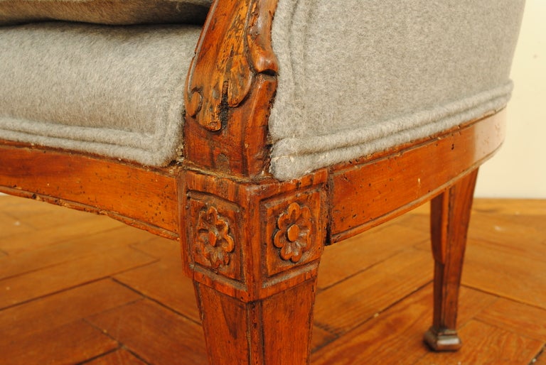 An Italian 18th c. Early Neoclassical Period Walnut and Upholstered Barrel Chair 3