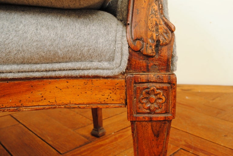 An Italian 18th c. Early Neoclassical Period Walnut and Upholstered Barrel Chair 4