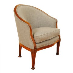 An Italian 18th c. Early Neoclassical Period Walnut and Upholstered Barrel Chair