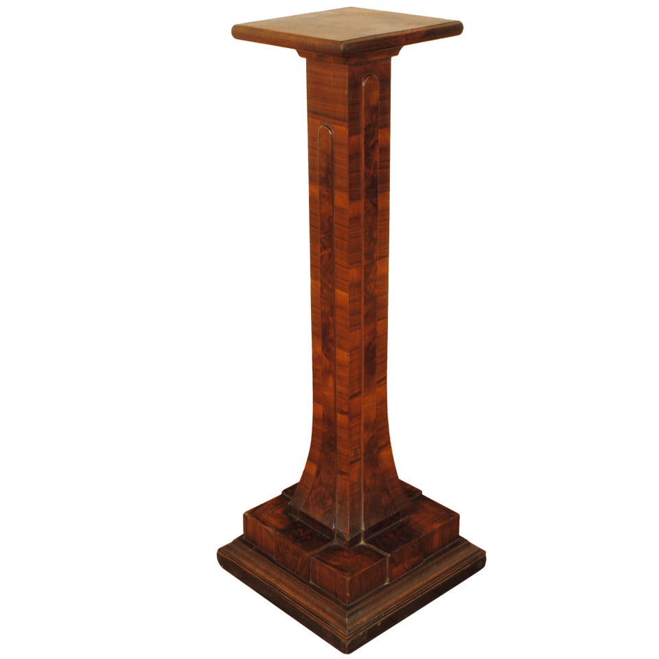 An Italian Walnut Veneered Pedestal, Art Deco Period,