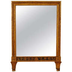 Antique A French Late 18th Century Louis XVI Period Giltwood and Painted Mirror