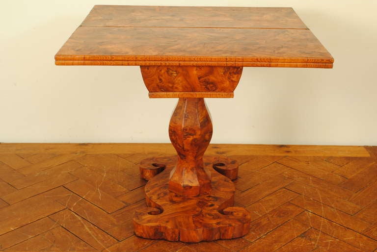 Austrian 2nd Q. 19th C. Root Walnut Veneered Folding Console or Games Table 2