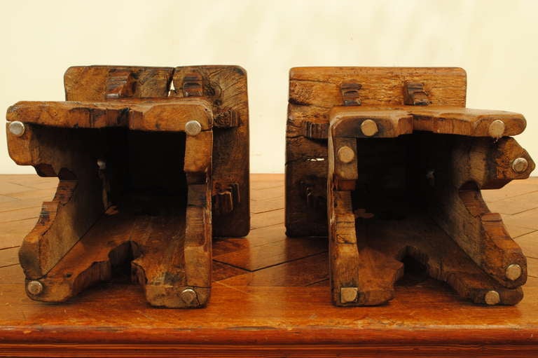 A Pair of 17th Century Gothic Inspired Elmwood Tabourets 5