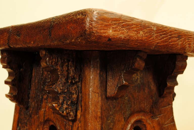A Pair of 17th Century Gothic Inspired Elmwood Tabourets In Good Condition In Atlanta, GA