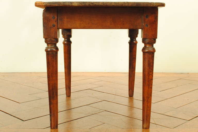 Miniature French directoire pinewood table, second quarter of the 19th century.
