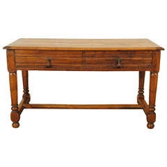 A French Louis XIII Style, 19th Century, Carved Walnut 2-Drawer Table