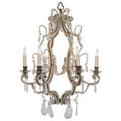 Italian Neoclassical Gilt Iron, Brass and Glass Six-Light Chandelier