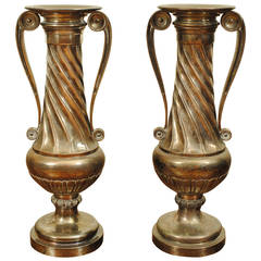 Vintage Pair of G. Tosi Silver Plated Handled Vases, Piacenza, Italy